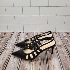 Grigiarancio Women's Maggie Black Slingback Heels Pointed Toe Strappy Size 37